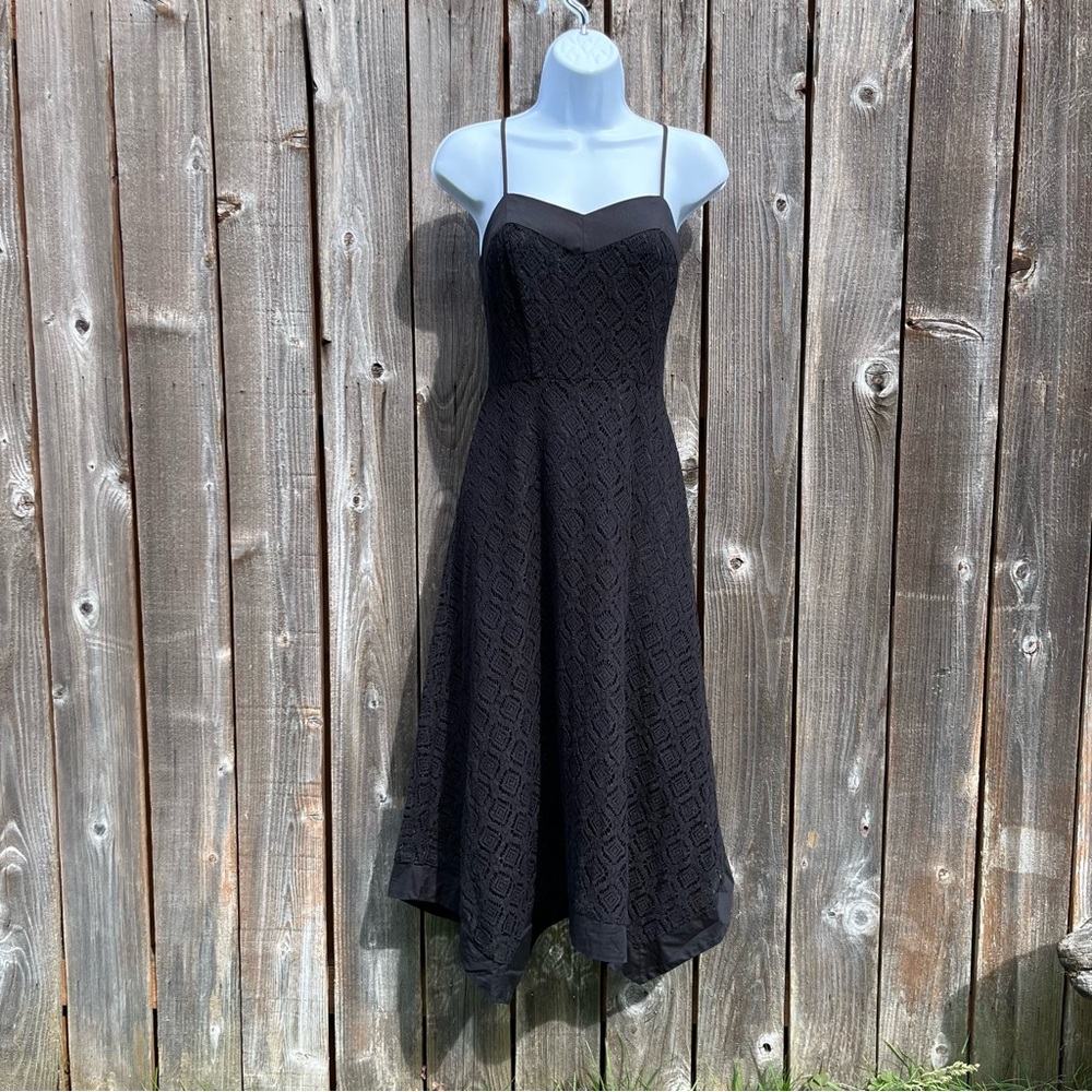 nanette lepore black lace crochet overlay dress size 2